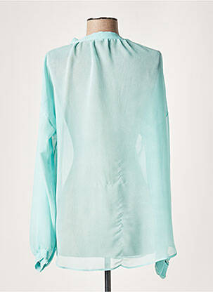Blouse légère et transparente manches longues bleu LAUREN VIDAL femme