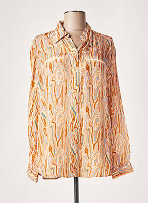 Blouse imprimé fantaisie manches longues orange LAUREN VIDAL femme