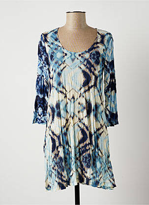 Robe courte manches 3/4 manches 3/4 bleu LAUREN VIDAL femme