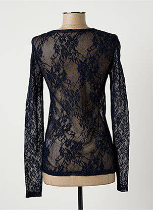 Pull maille ajourée manches longues bleu LAUREN VIDAL femme