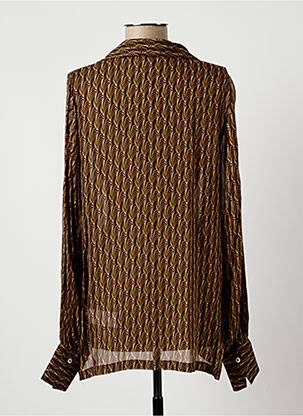 Chemisier tissage crêpe manches longues marron LAUREN VIDAL femme