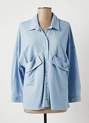 Chemisier poches poitrine manches longues bleu LAUREN VIDAL femme