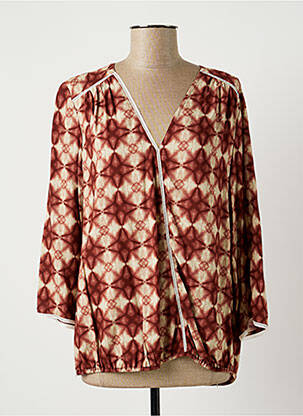 Blouse imprimé fantaisie manches 3/4 rouge LAUREN VIDAL femme