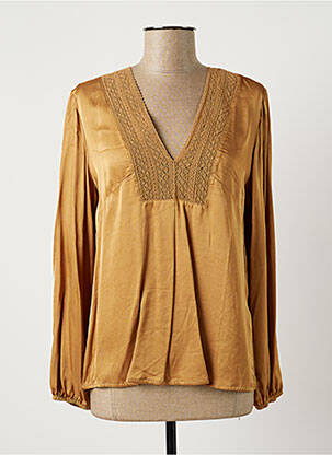 Blouse manches longues manches longues marron LAUREN VIDAL femme