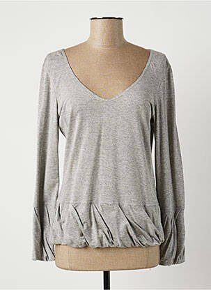 Top stretch manches longues gris LAUREN VIDAL femme