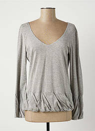 Top stretch manches longues gris LAUREN VIDAL femme