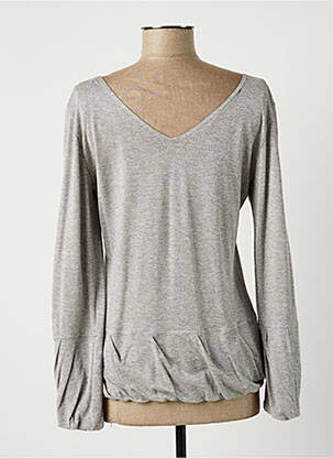 Top stretch manches longues gris LAUREN VIDAL femme