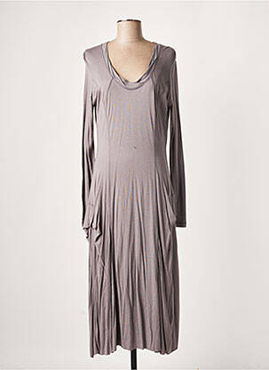 Robe mi-longue manches longues manches longues gris LAUREN VIDAL femme