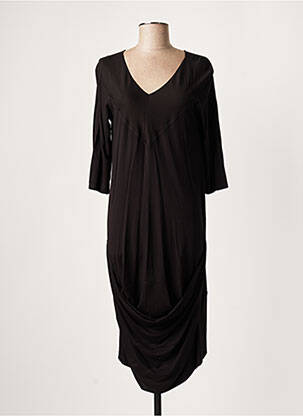 Robe mi-longue manches 3/4 manches 3/4 noir LAUREN VIDAL femme