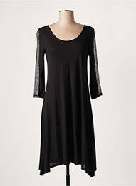 Robe mi-longue manches 3/4 manches 3/4 noir LAUREN VIDAL femme