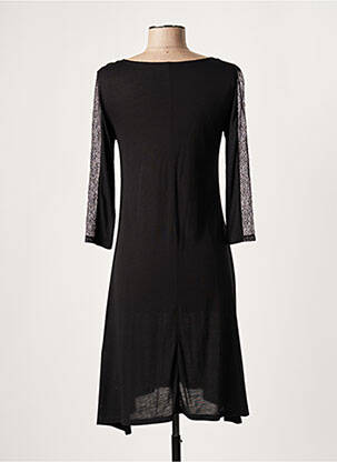 Robe mi-longue manches 3/4 manches 3/4 noir LAUREN VIDAL femme
