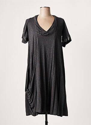 Robe mi-longue manches courtes manches courtes gris LAUREN VIDAL femme
