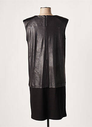 Robe mi-longue fermeture zippée au dos manches courtes noir LAUREN VIDAL femme