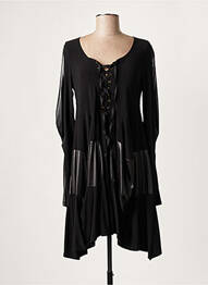 Robe courte manches longues manches longues noir LAUREN VIDAL femme