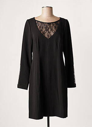 Robe mi-longue manches 3/4 manches 3/4 noir LAUREN VIDAL femme