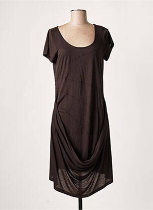 Robe courte coupe fluide manches courtes marron LAUREN VIDAL femme