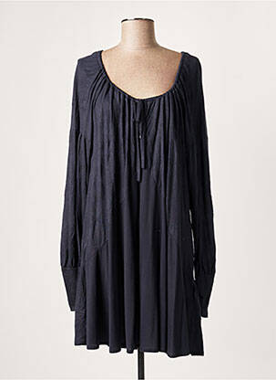 Robe mi-longue manches longues manches longues bleu LAUREN VIDAL femme