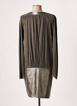 Robe courte coupe fluide manches longues marron LAUREN VIDAL femme