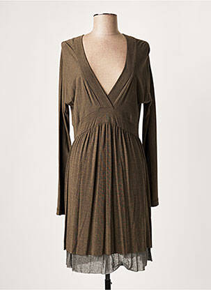 Robe mi-longue manches longues manches longues vert LAUREN VIDAL femme