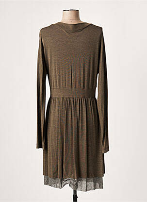Robe mi-longue manches longues manches longues vert LAUREN VIDAL femme
