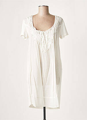 Robe courte coupe fluide manches courtes blanc LAUREN VIDAL femme