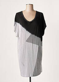 Robe courte manches courtes manches courtes noir LAUREN VIDAL femme