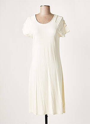 Robe mi-longue manches courtes manches courtes beige LAUREN VIDAL femme