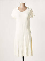 Robe mi-longue manches courtes manches courtes beige LAUREN VIDAL femme