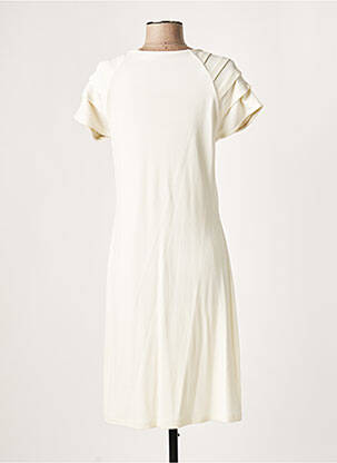 Robe mi-longue manches courtes manches courtes beige LAUREN VIDAL femme