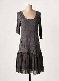 Robe mi-longue manches 3/4 manches 3/4 gris LAUREN VIDAL femme