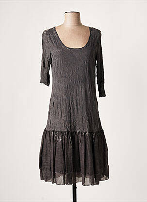 Robe mi-longue manches 3/4 manches 3/4 gris LAUREN VIDAL femme