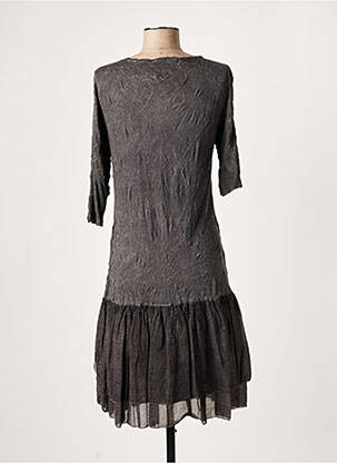Robe mi-longue manches 3/4 manches 3/4 gris LAUREN VIDAL femme
