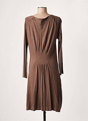 Robe mi-longue manches longues manches longues marron LAUREN VIDAL femme