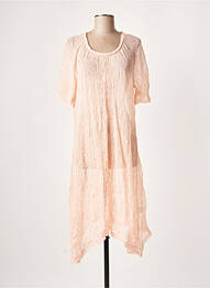 Robe mi-longue manches courtes manches courtes rose LAUREN VIDAL femme