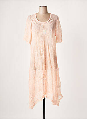 Robe mi-longue manches courtes manches courtes rose LAUREN VIDAL femme