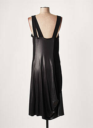 Robe mi-longue coupe fluide fines bretelles noir LAUREN VIDAL femme