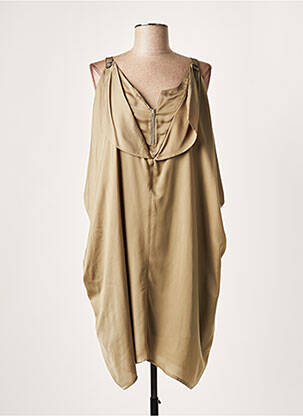 Robe mi-longue fermeture zippée au dos fines bretelles vert LAUREN VIDAL femme