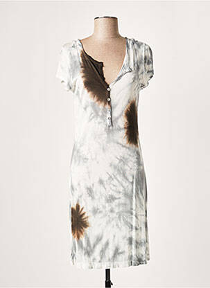 Robe mi-longue manches courtes manches courtes gris LAUREN VIDAL femme