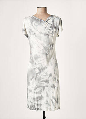 Robe mi-longue manches courtes manches courtes gris LAUREN VIDAL femme