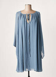 Tunique manches longues tissage crêpe bleu LAUREN VIDAL femme