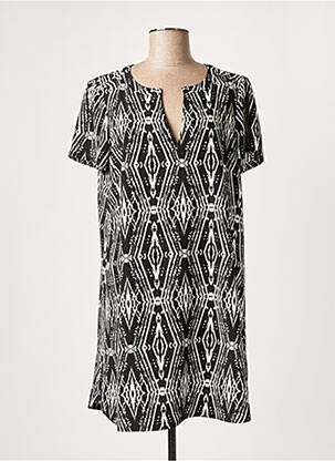 Robe courte coupe fluide manches courtes noir LAUREN VIDAL femme