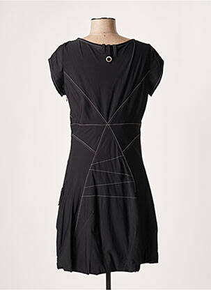 Robe mi-longue tissage crêpe manches courtes noir LAUREN VIDAL femme