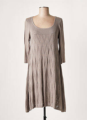 Robe mi-longue manches 3/4 manches 3/4 gris LAUREN VIDAL femme