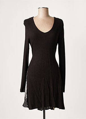 Robe courte manches longues manches longues noir LAUREN VIDAL femme