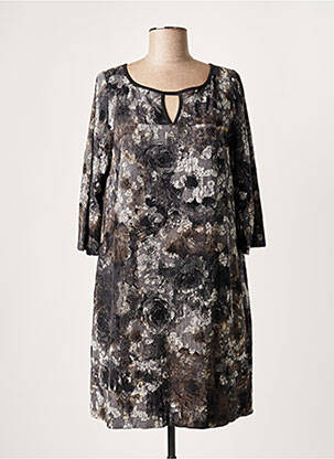 Robe mi-longue manches 3/4 manches 3/4 gris LAUREN VIDAL femme