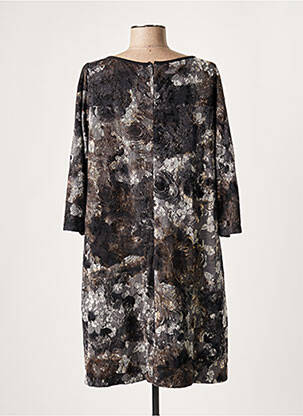 Robe mi-longue manches 3/4 manches 3/4 gris LAUREN VIDAL femme