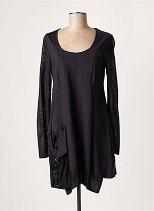 Robe mi-longue manches longues manches longues noir LAUREN VIDAL femme