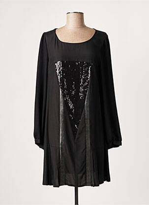 Robe courte coupe fluide manches longues noir LAUREN VIDAL femme