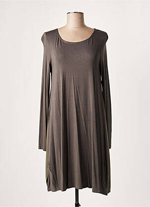 Robe mi-longue manches longues manches longues vert LAUREN VIDAL femme