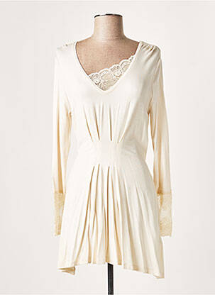 Robe courte manches longues manches longues beige LAUREN VIDAL femme